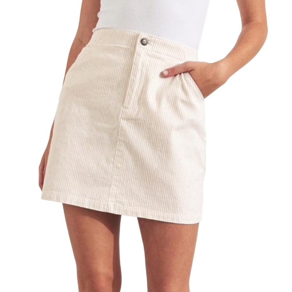 Hollister Light Tan and White Striped Ultra High Rise Stripe Skirt size XS